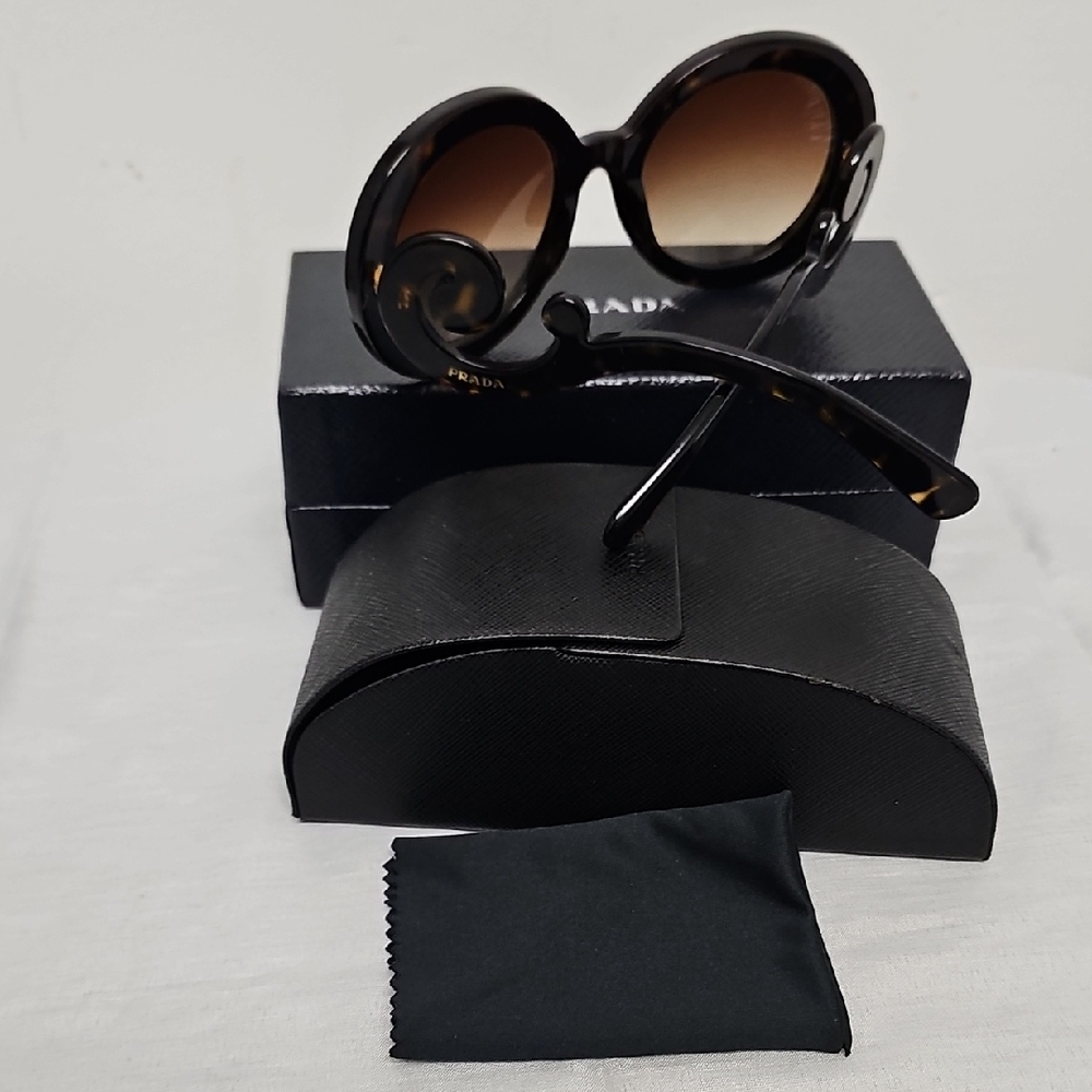 Prada Women’s Tortoise Round Sunglasses with Gradient Brown Lenses